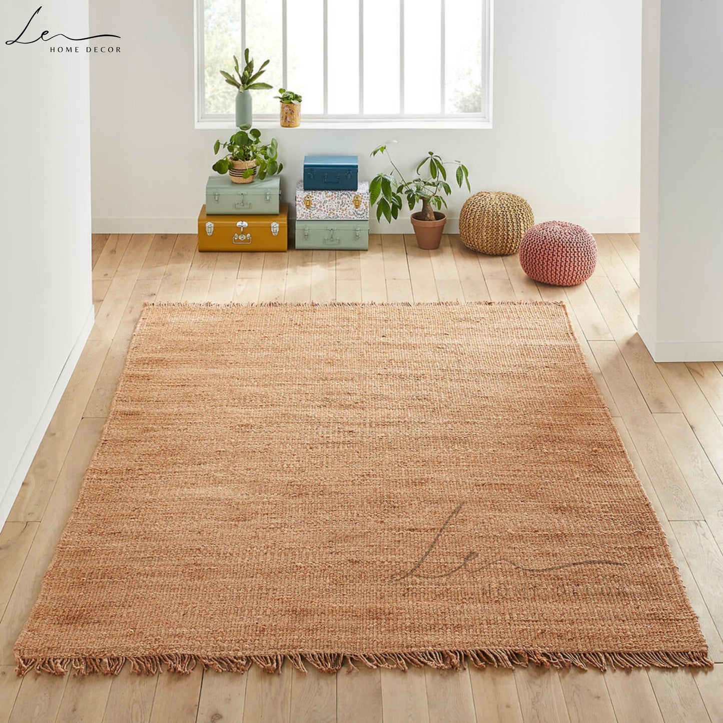 Brown Tassel Natural Jute Area Rug