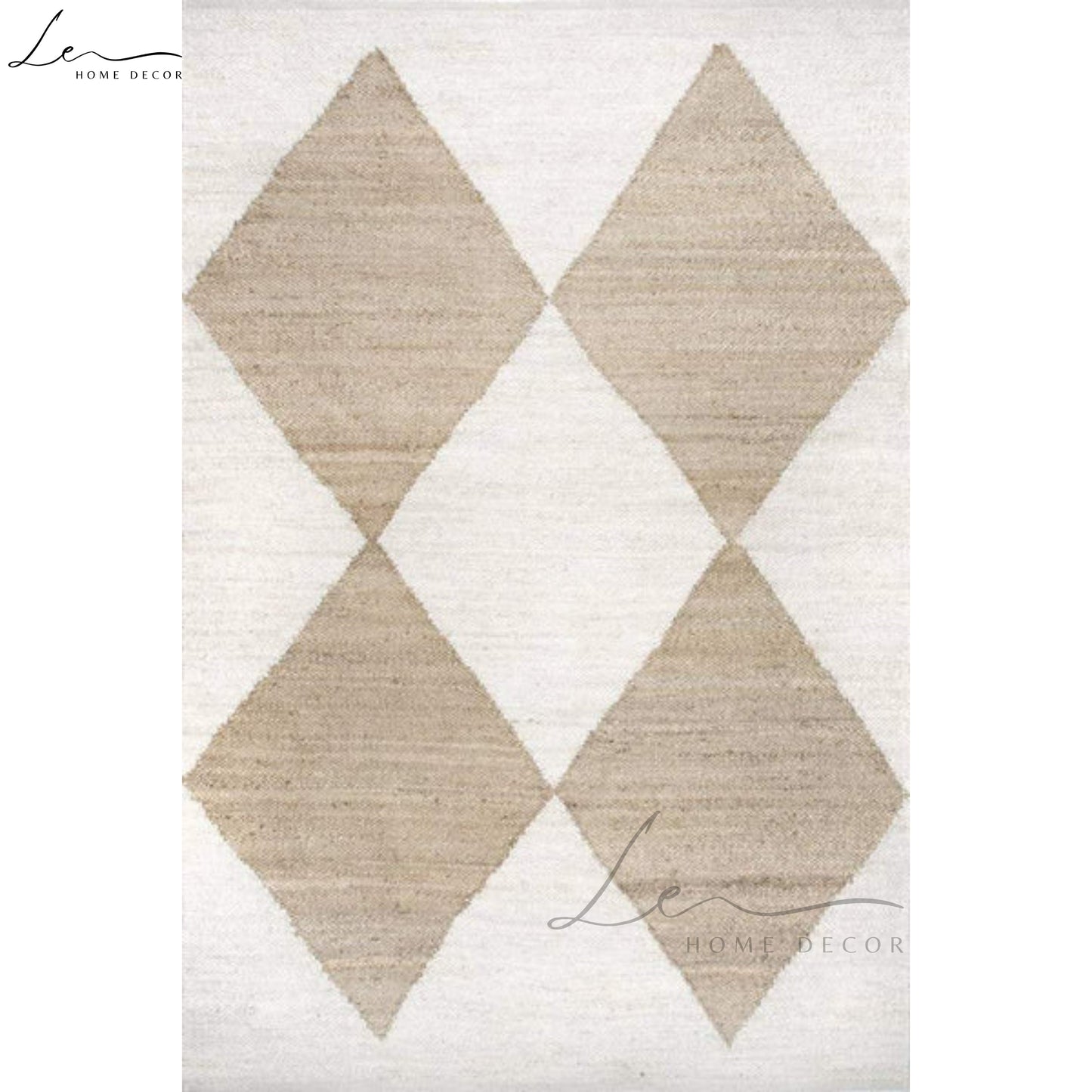The Diamonds Pattern Natural Handmade Jute Rug