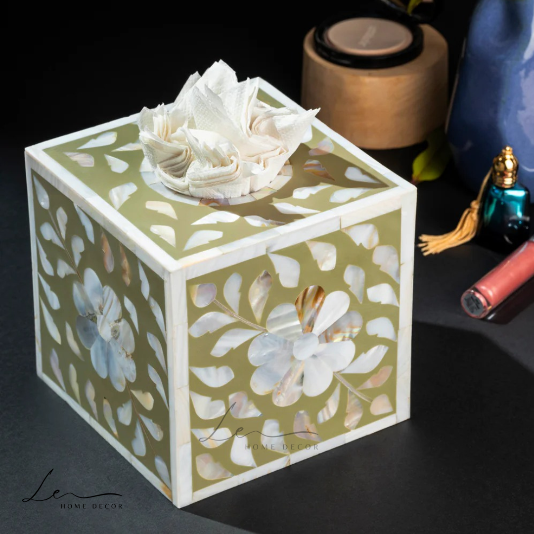 Pearl Tissue Box - Olive