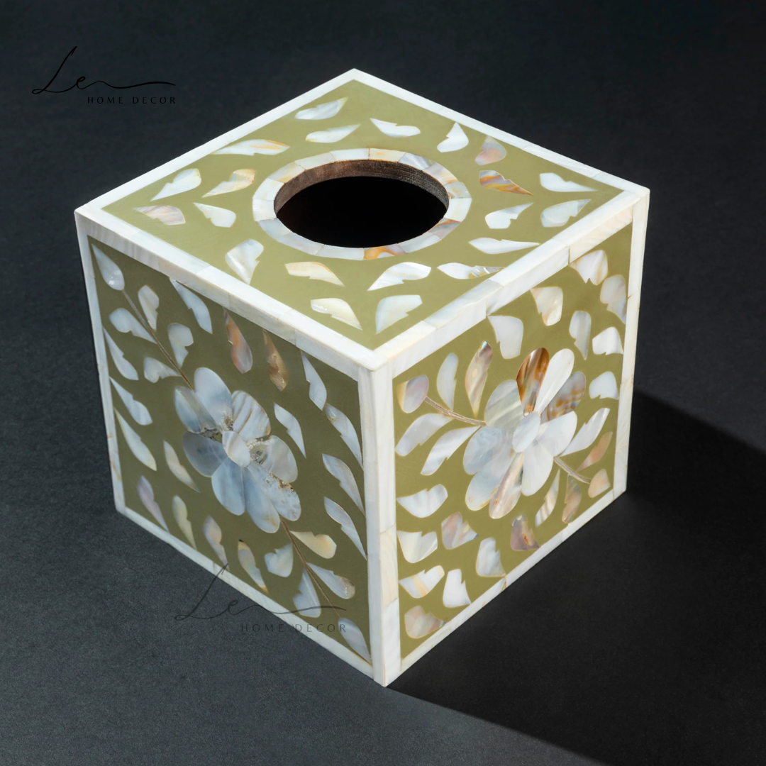 Pearl Tissue Box - Olive