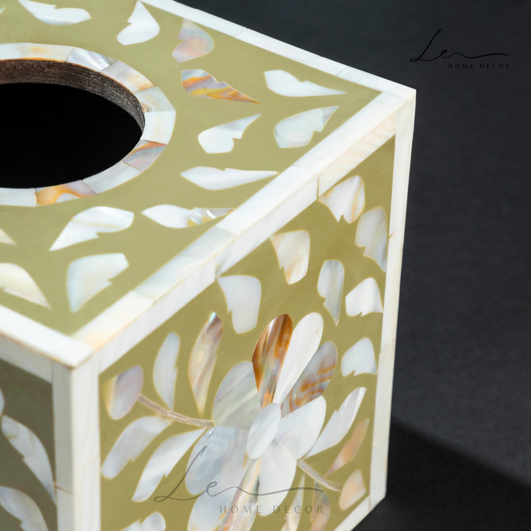 Pearl Tissue Box - Olive