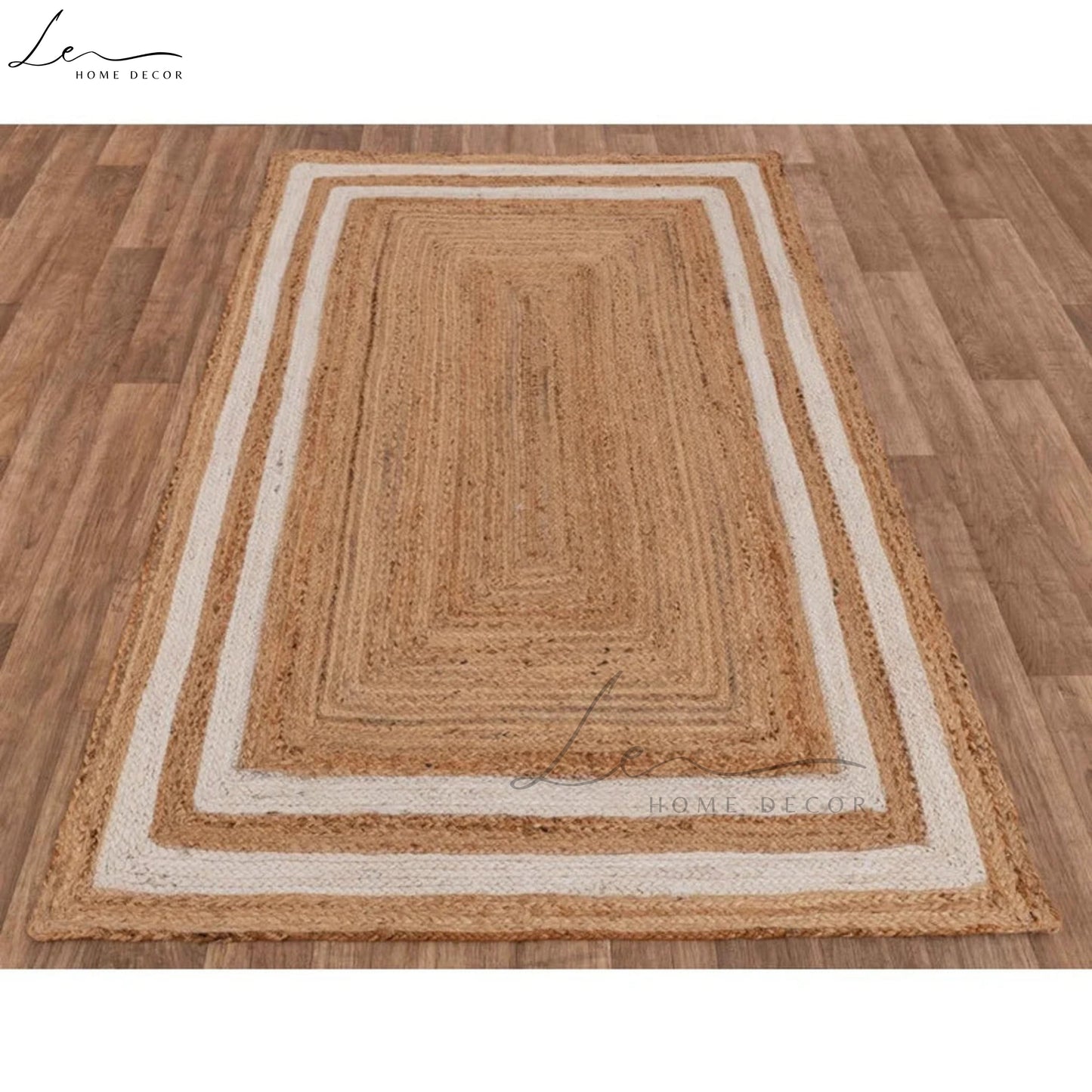 Double Border Natural Jute Area Rug