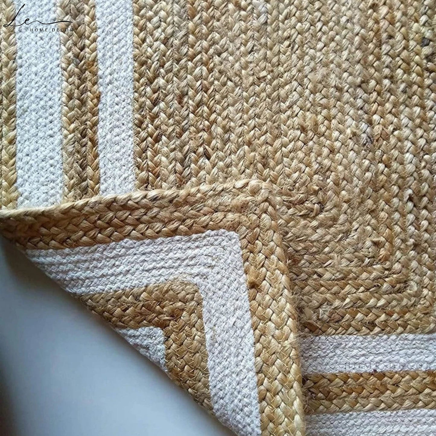 Double Border Natural Jute Area Rug