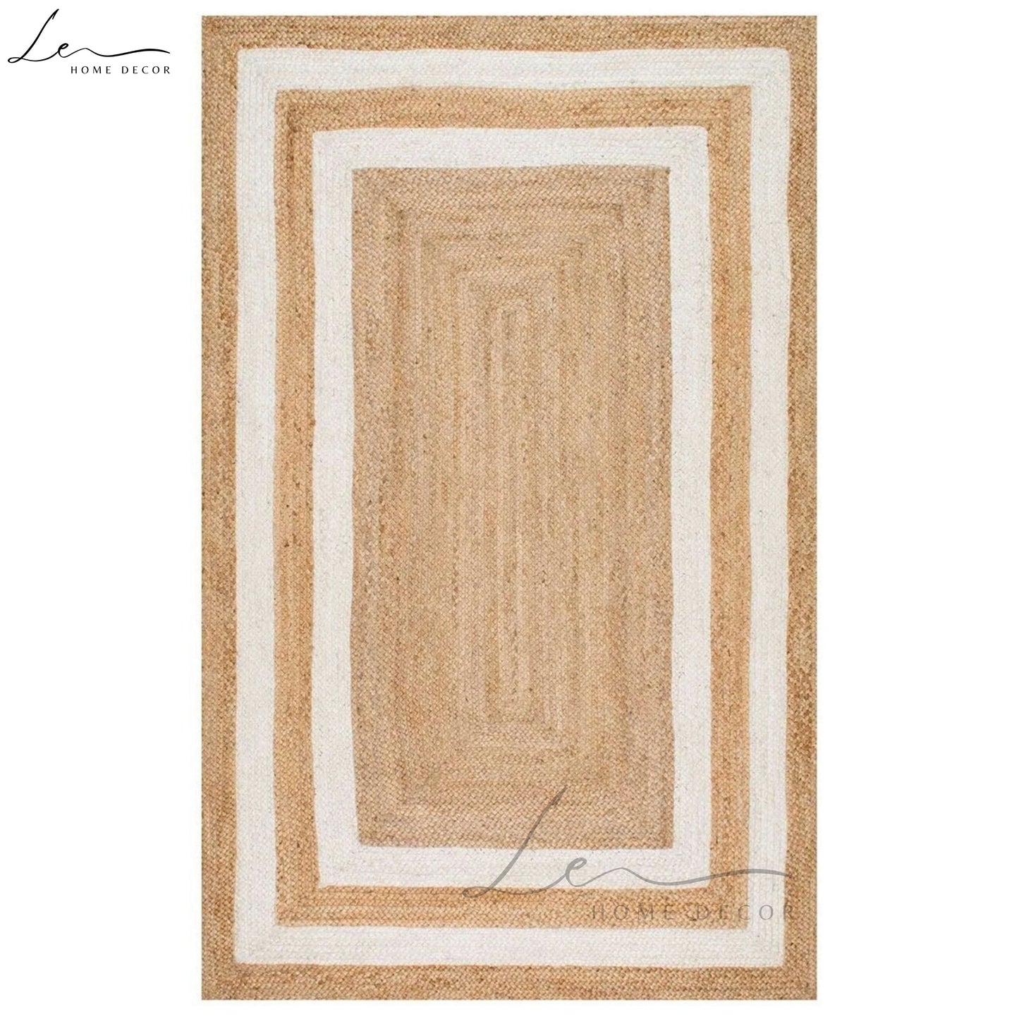 Double Border Natural Jute Area Rug