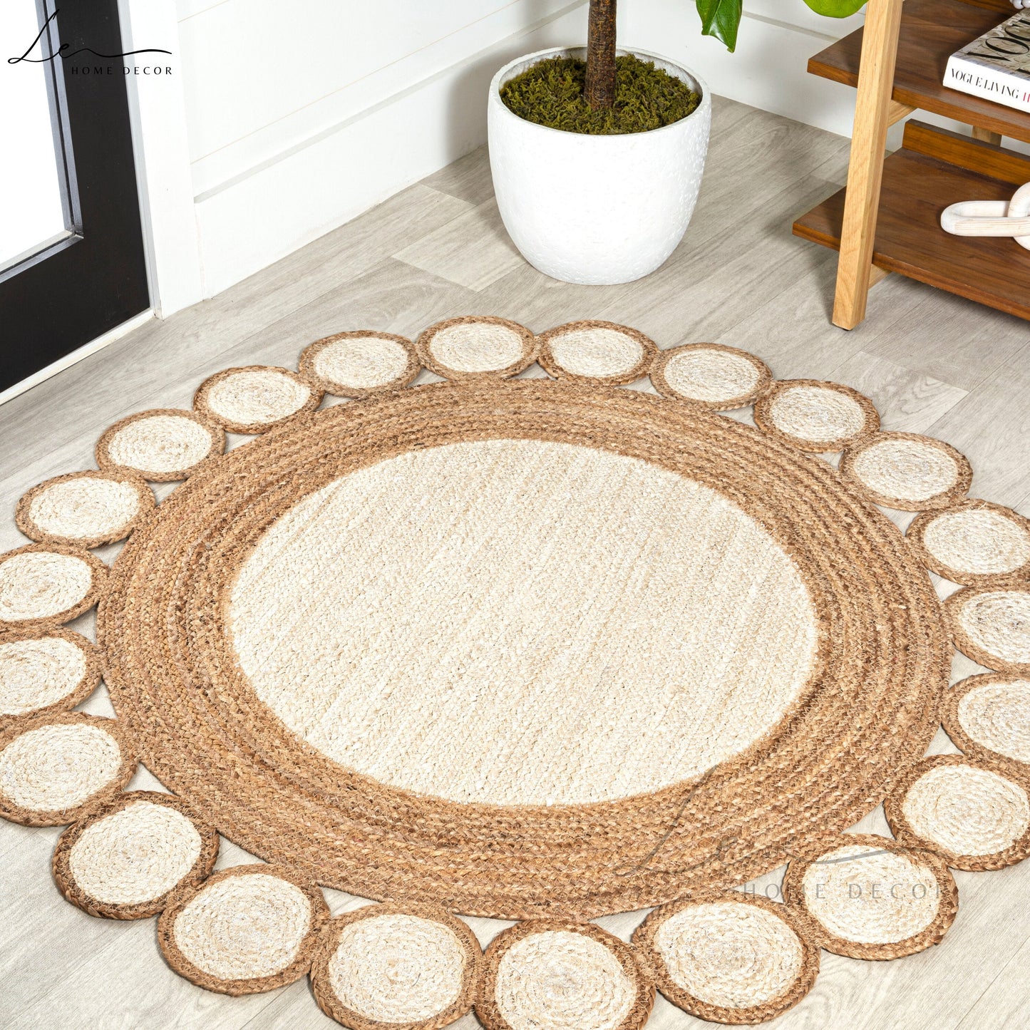 Natural Dual Tone Warm Jute Round Rug