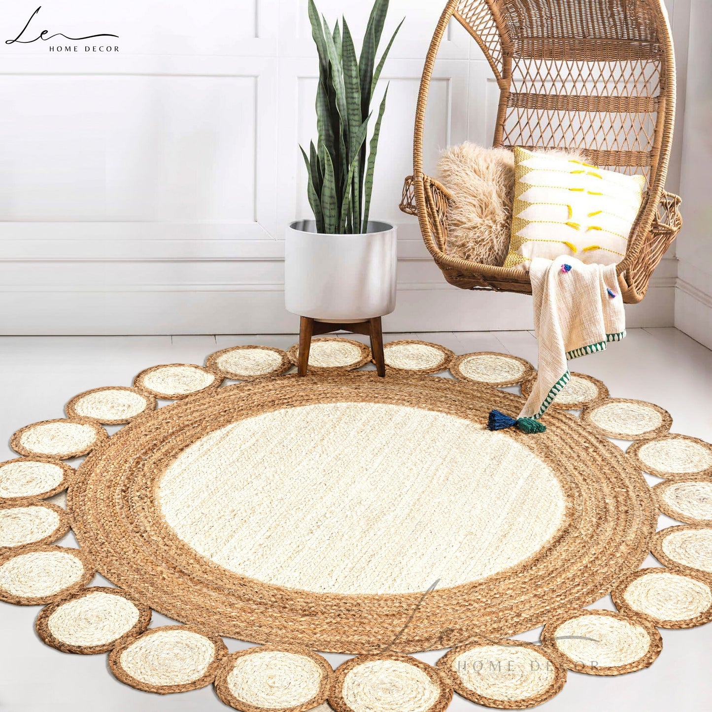 Natural Dual Tone Warm Jute Round Rug
