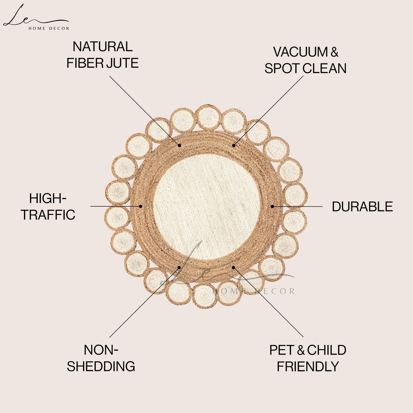 Natural Dual Tone Warm Jute Round Rug