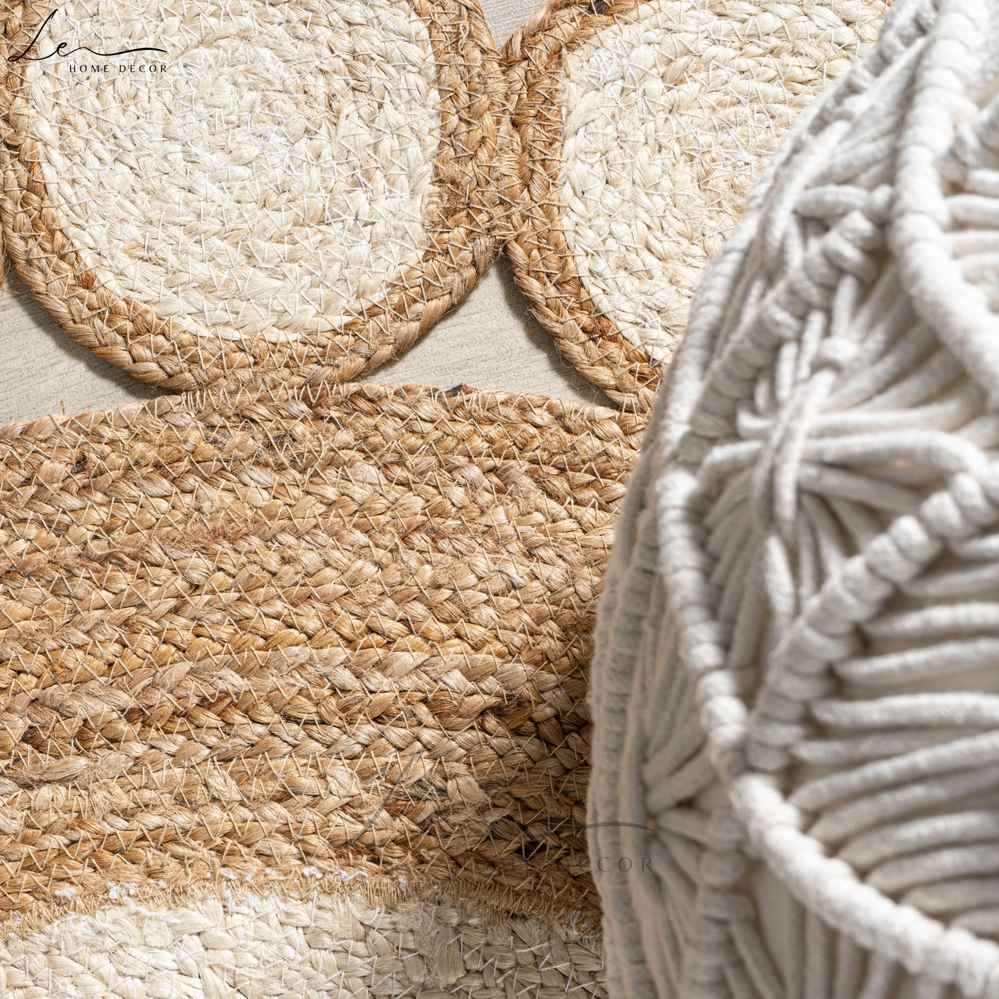 Natural Dual Tone Warm Jute Round Rug