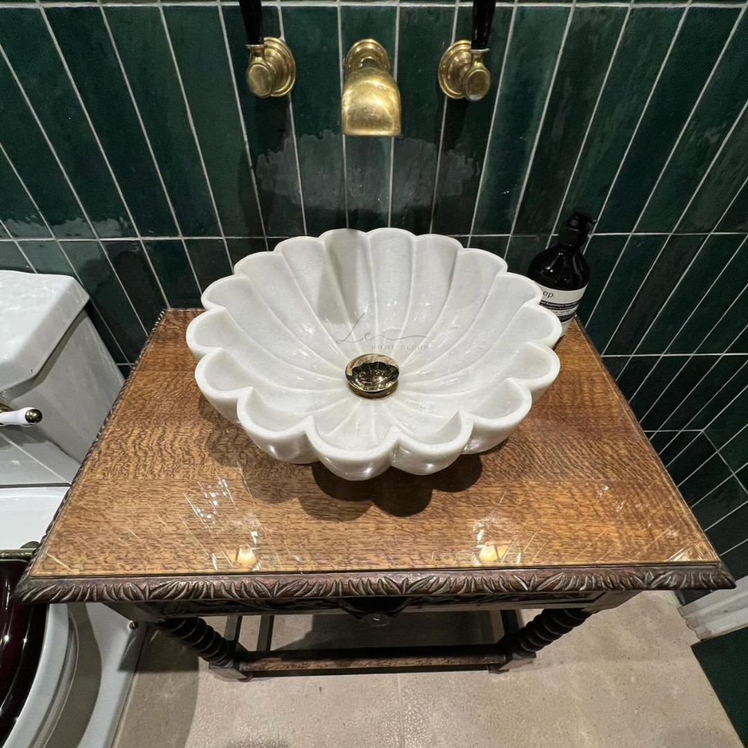 The Scallop Marble Wash Basin