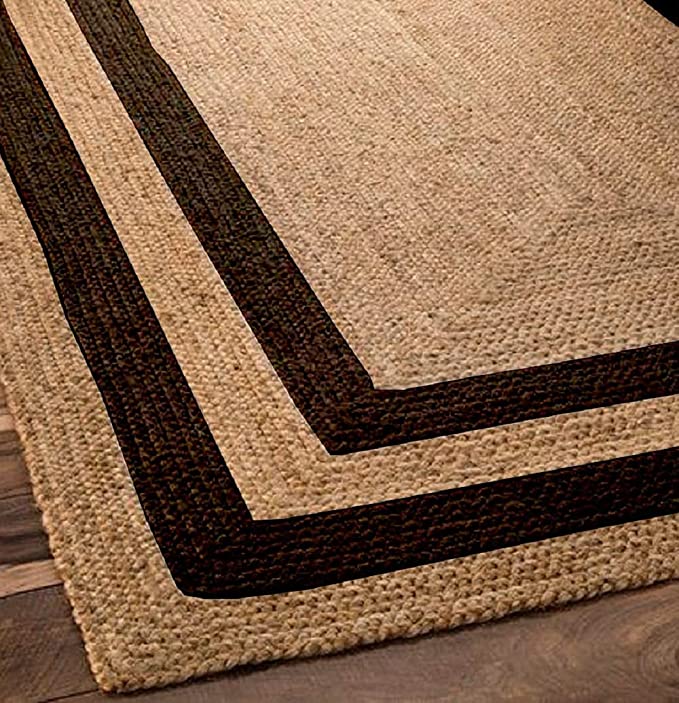 Double Border Natural Jute Area Rug