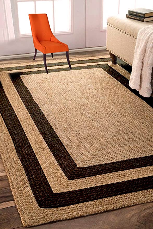 Double Border Natural Jute Area Rug