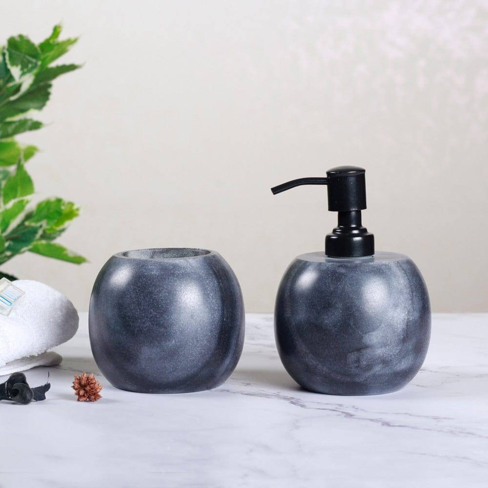 Round Grey Marble Bathroom Set