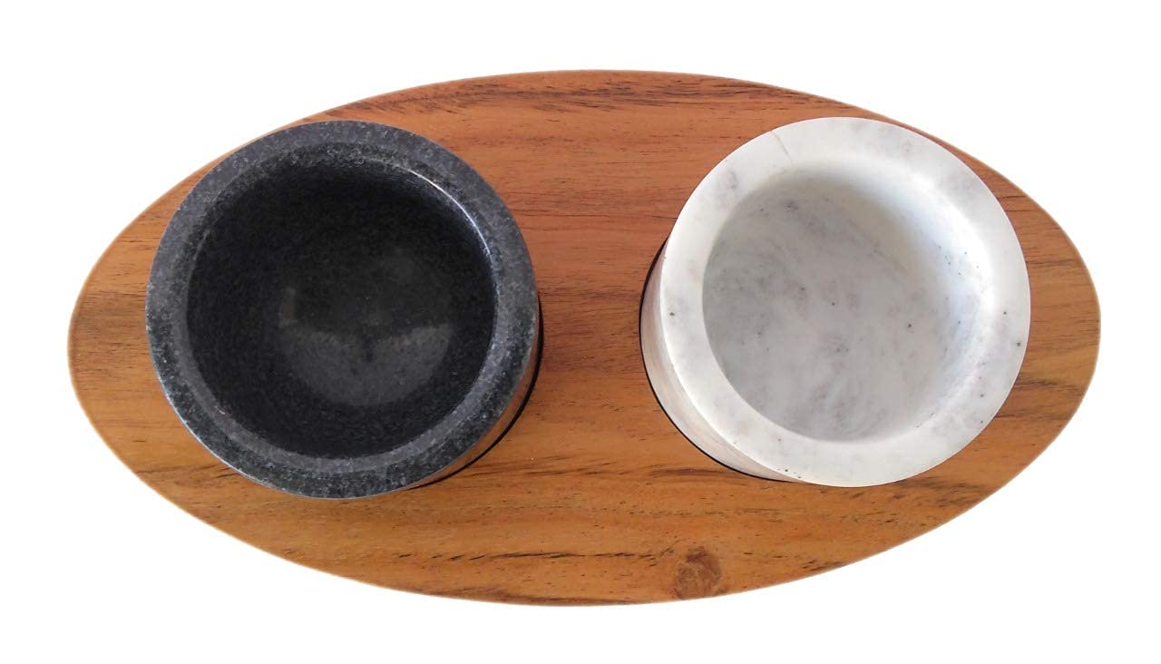 Marble And Wood Condiment Set With Spoons