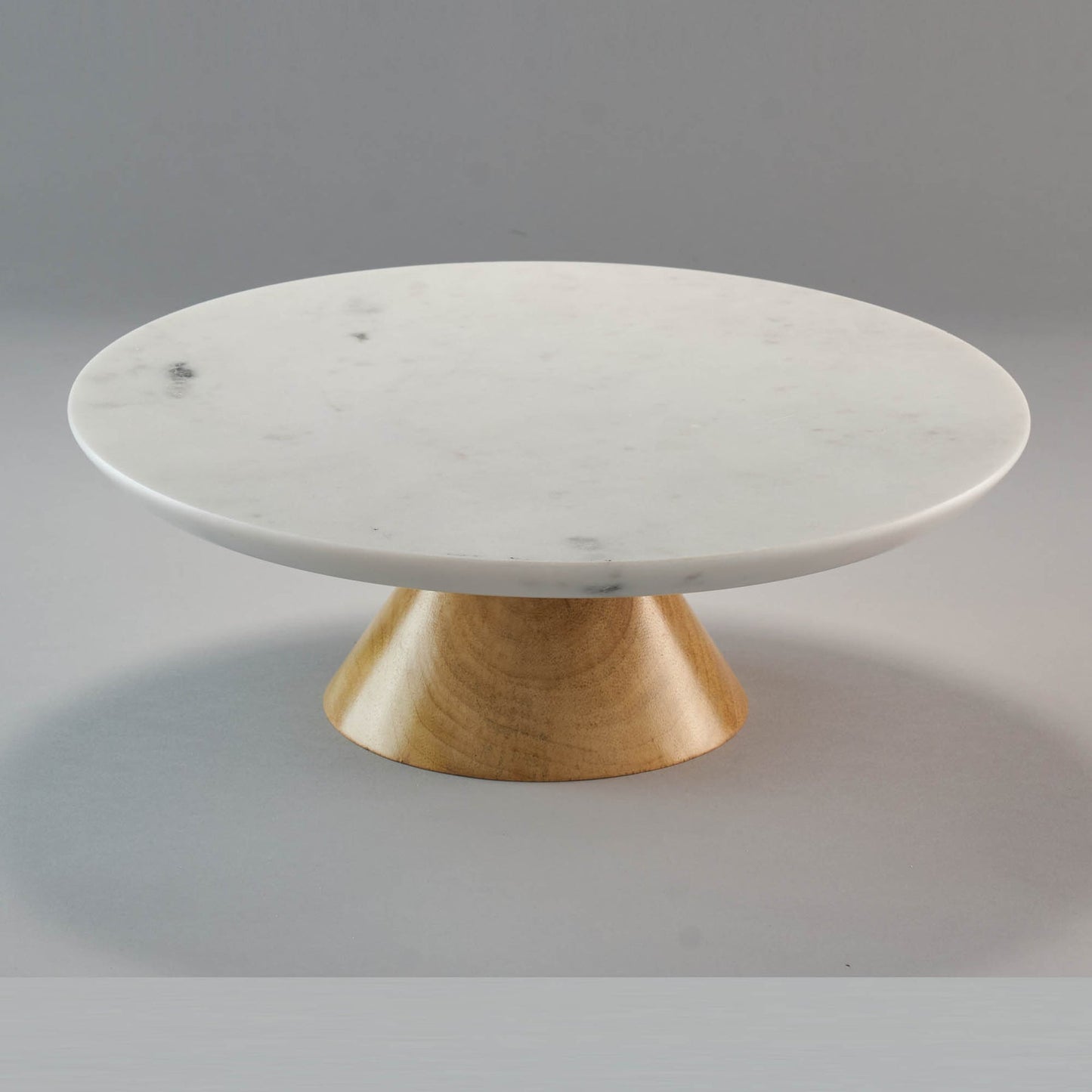 Round Marble And Wood Cake Stand