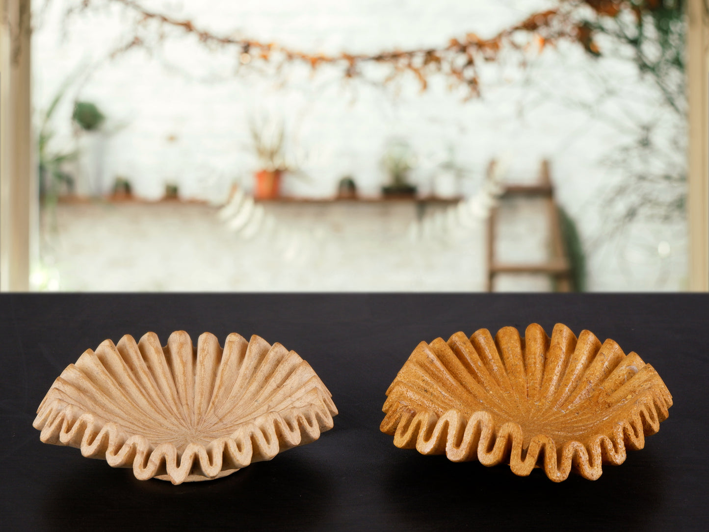 Yellow Marble Ruffle Bowl