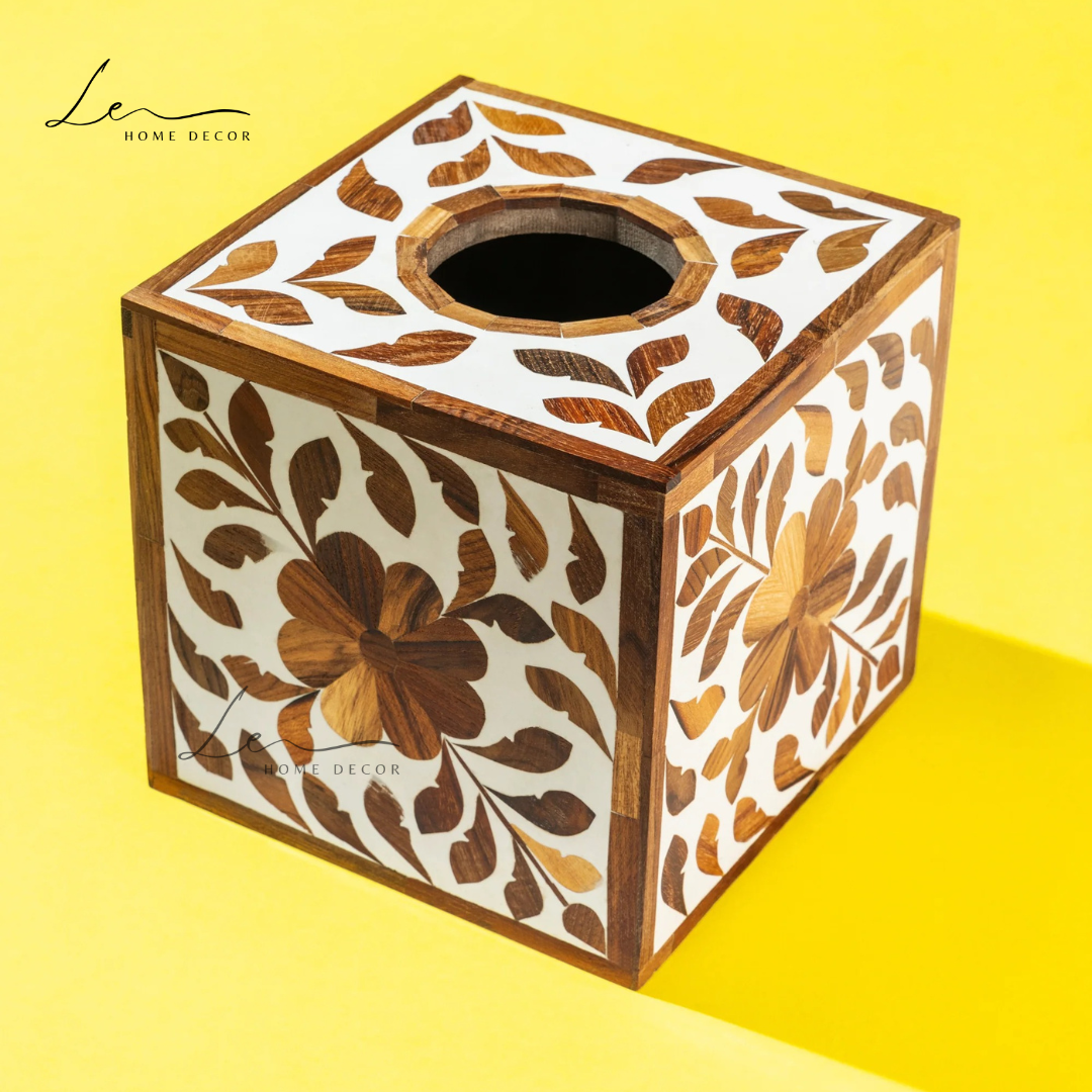 Wooden Inlay Tissue Box