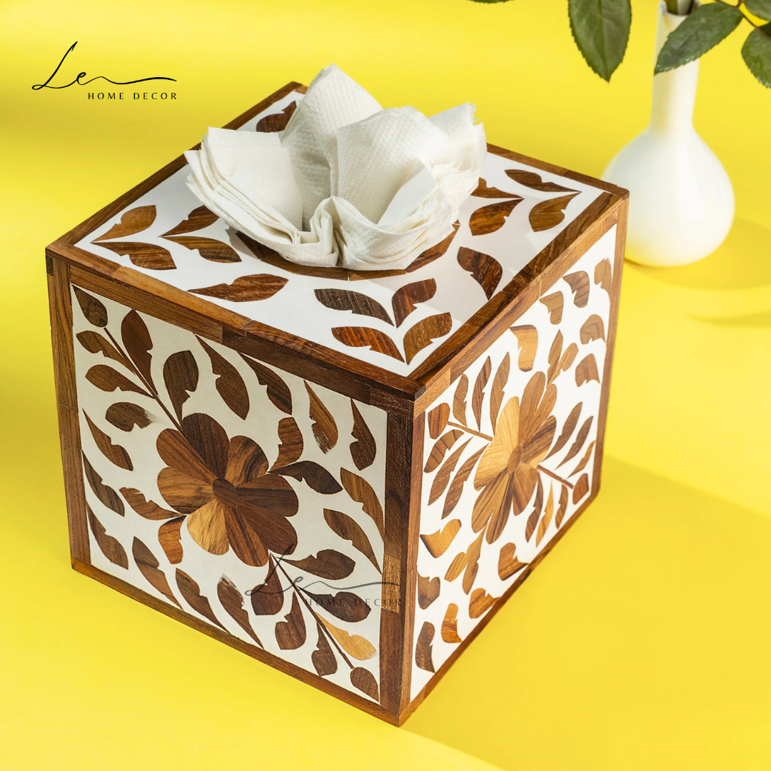 Wooden Inlay Tissue Box