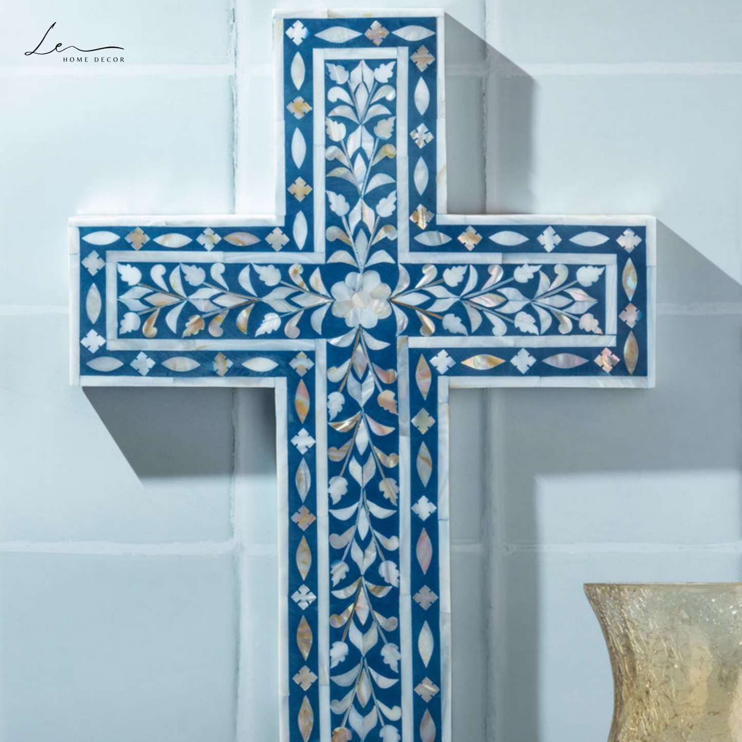 Pearl Wall Cross - Blue