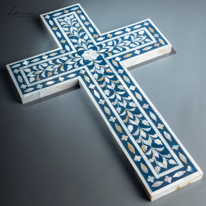 Pearl Wall Cross - Blue