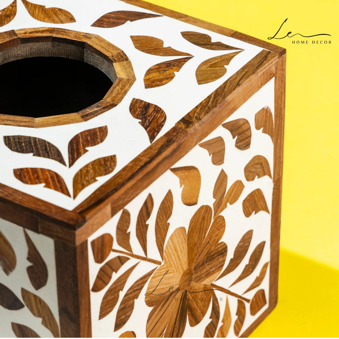 Wooden Inlay Tissue Box