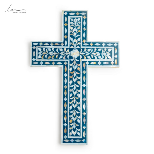 Pearl Wall Cross - Blue