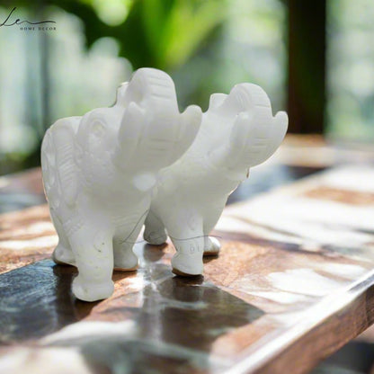 Fortune Marble Handcrafted Elephant Pair of 2