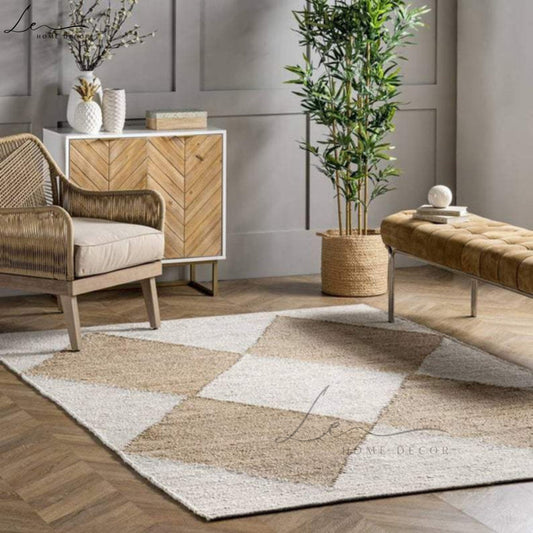 The Diamonds Pattern Natural Handmade Jute Rug