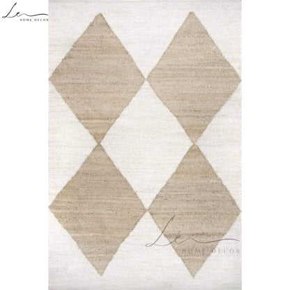 The Diamonds Pattern Natural Handmade Jute Rug