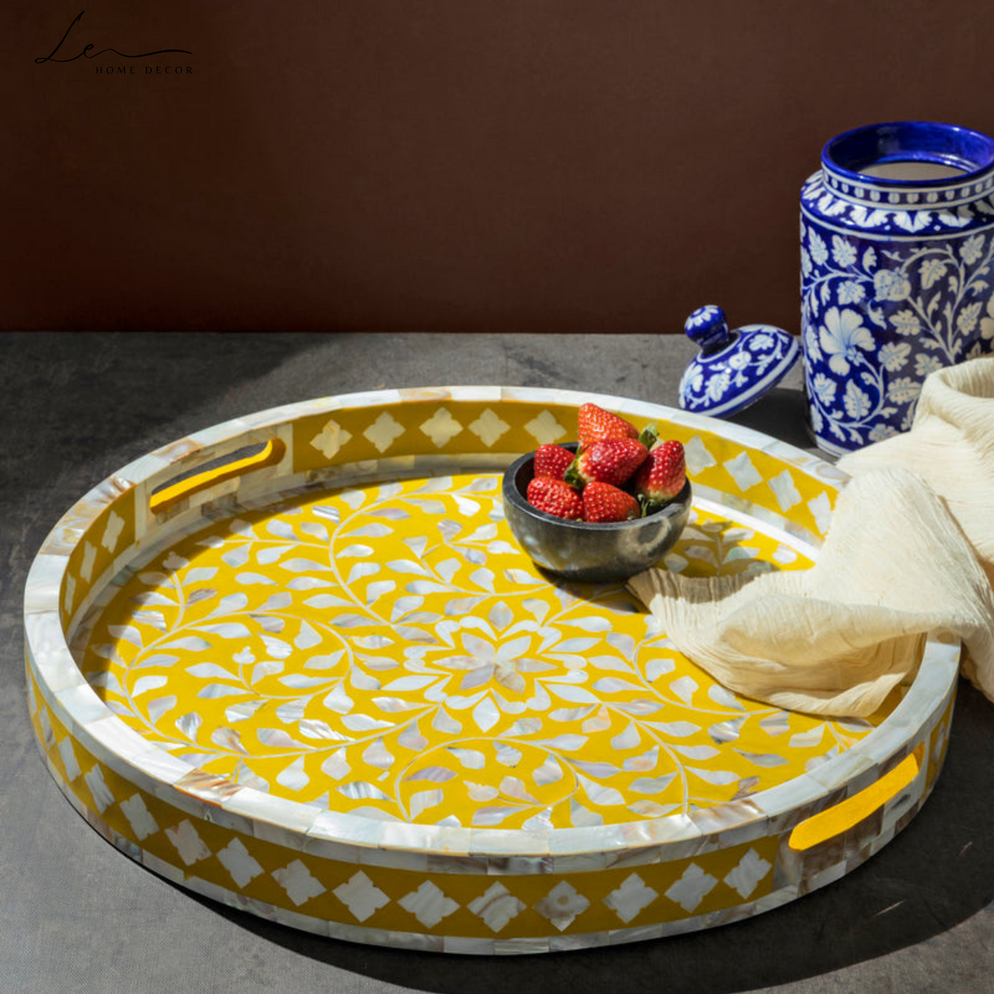 Pearl Decorative Tray - Mustard