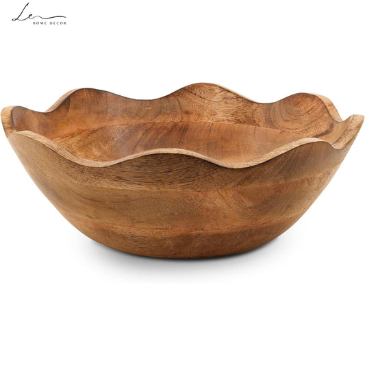 Wooden Scalloped Fruit Bowl
