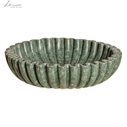 Green Marble Scallop Bowl- Large