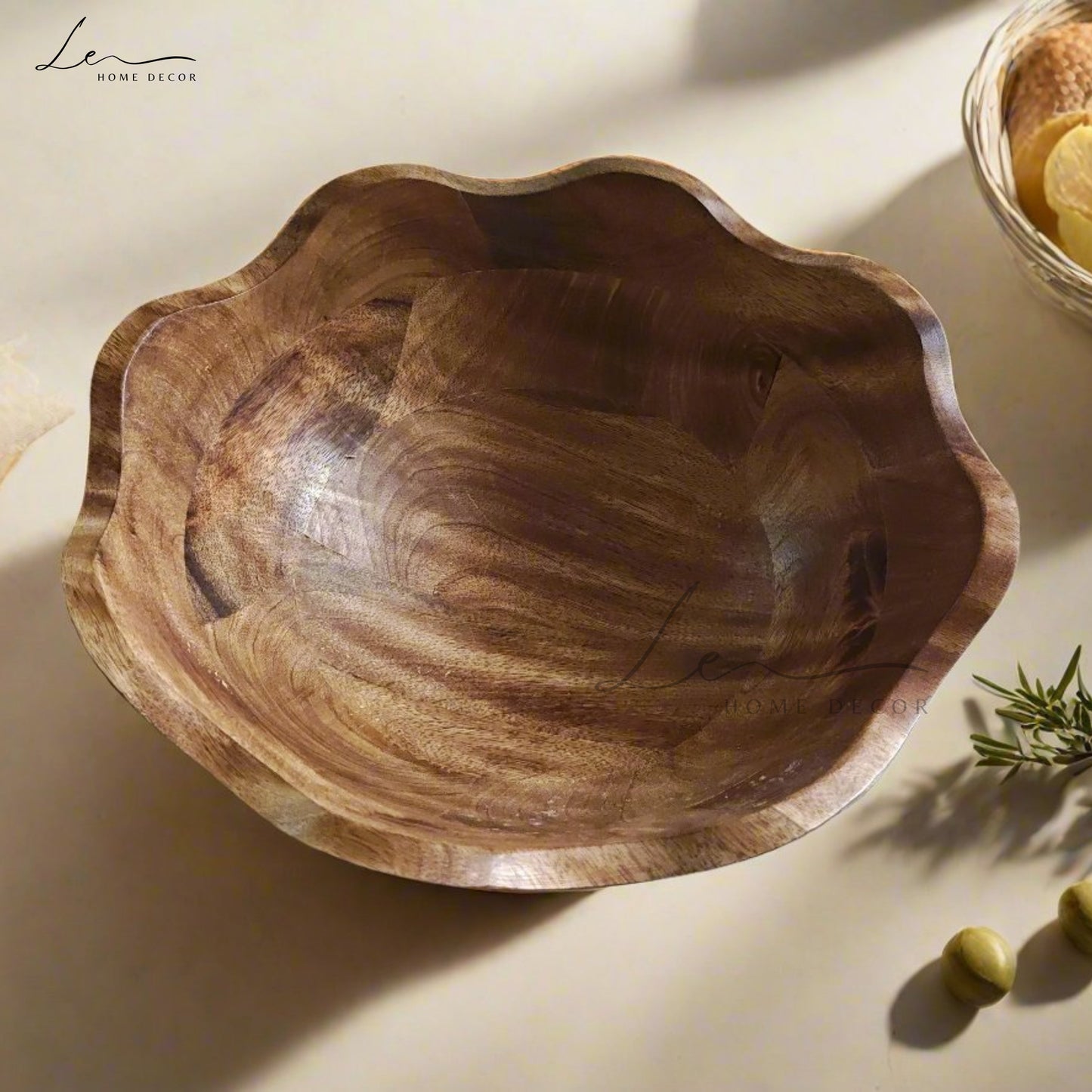 Handcrafted Wooden Ruffle Bowl - Large