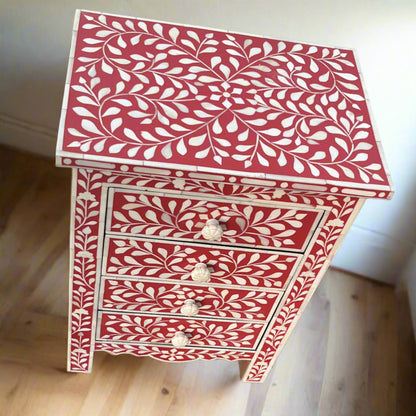 Bone Inlay Side Table with Drawers