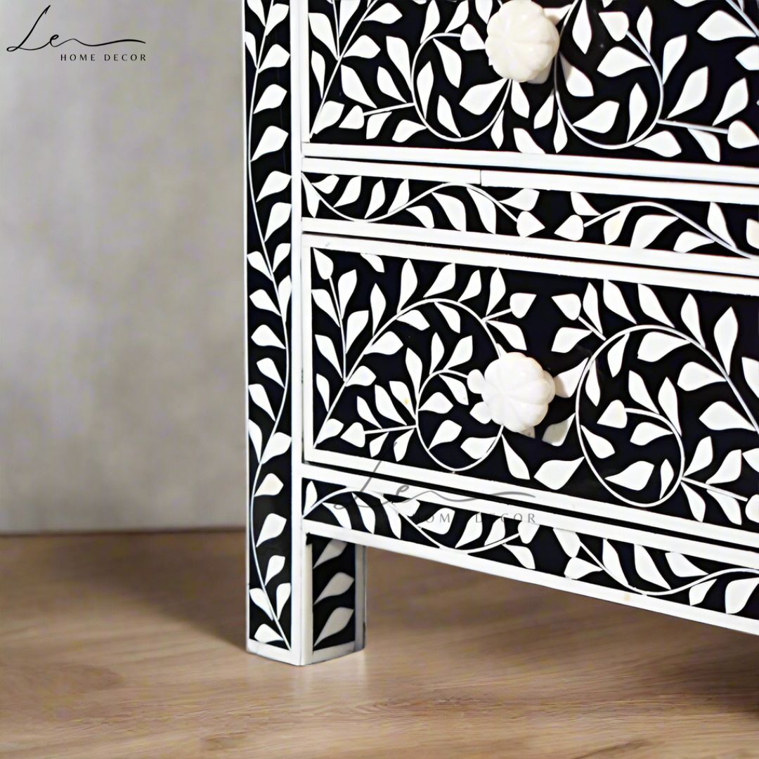 The Floral Inlay Bedside Table