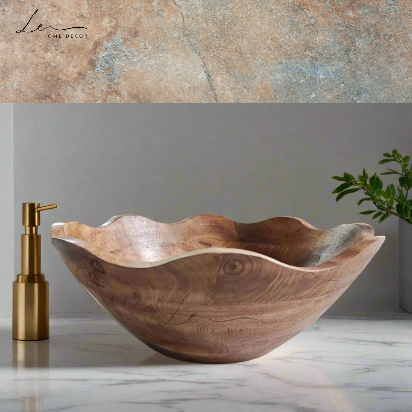 Rustic Handcrafted Walnut Wooden Basin