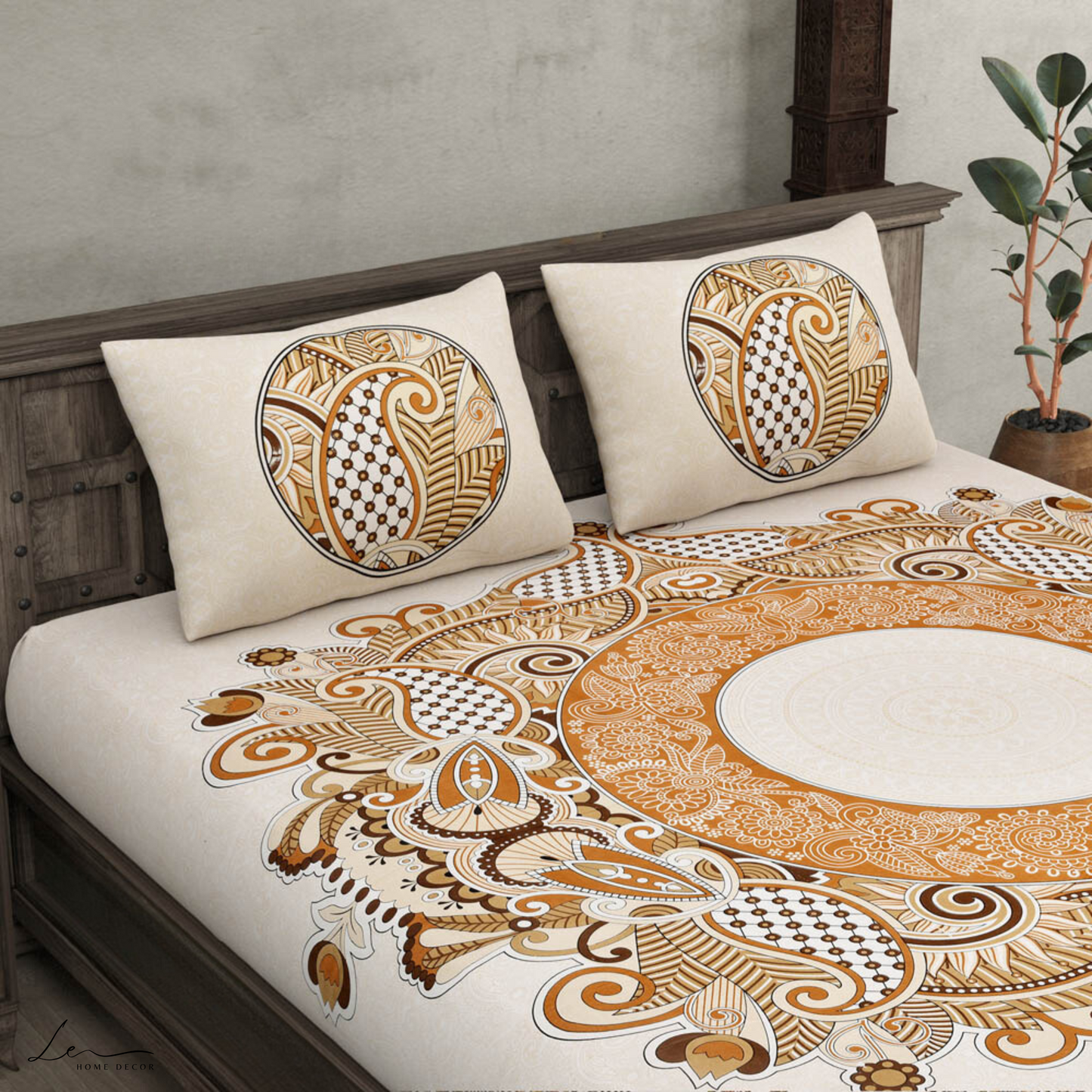 Cosmic Kolam Brown Double Bedsheet