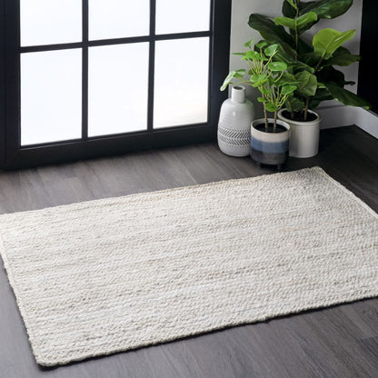 Luxury Off White Jute Braided Area Rug