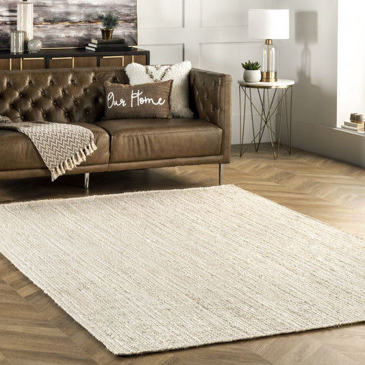 Luxury Off White Jute Braided Area Rug