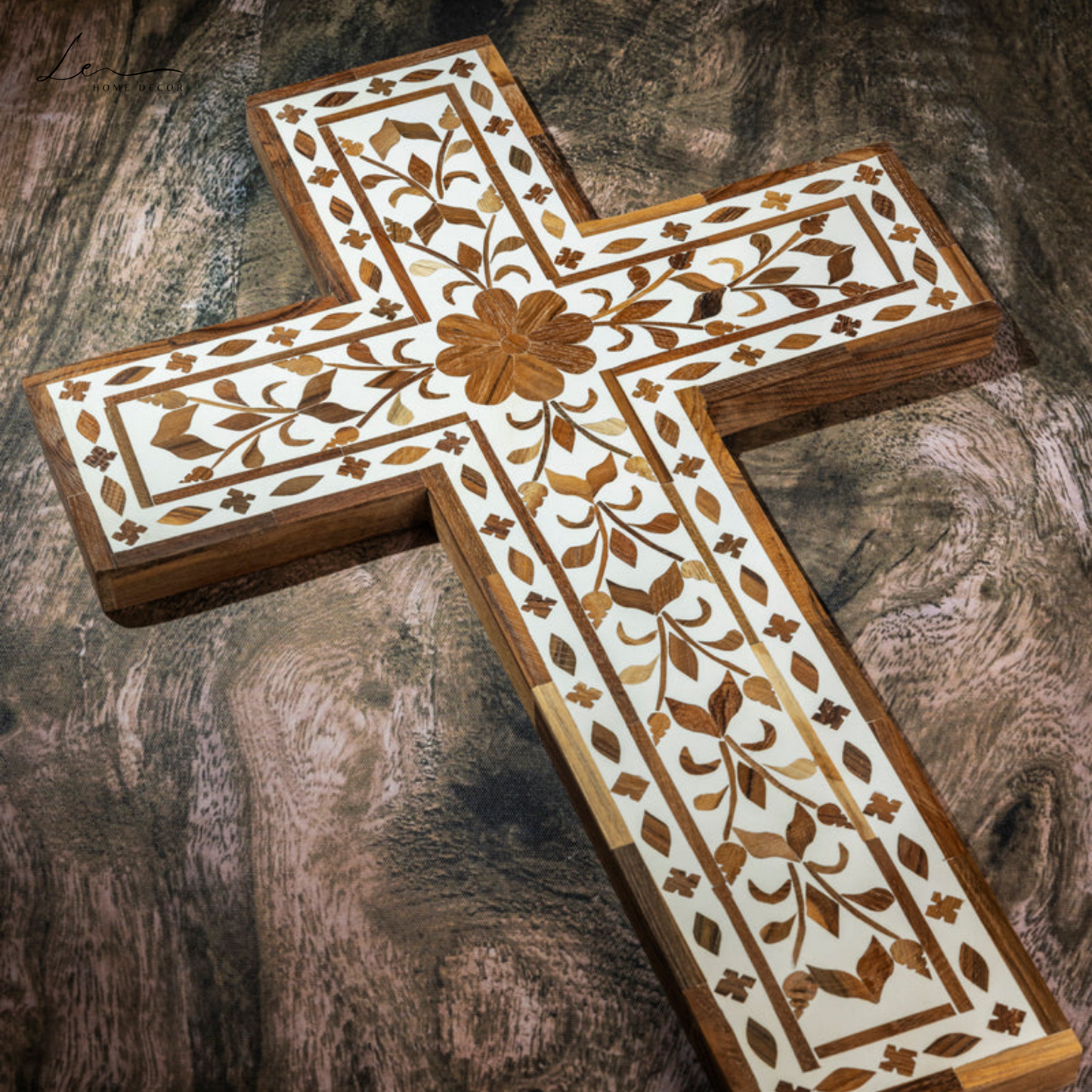 Wood Inlay Wall Cross