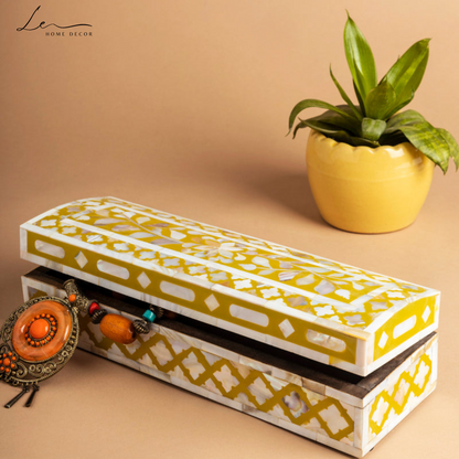 Pearl Decorative Box - Mustard