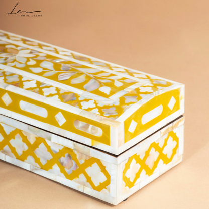 Pearl Decorative Box - Mustard