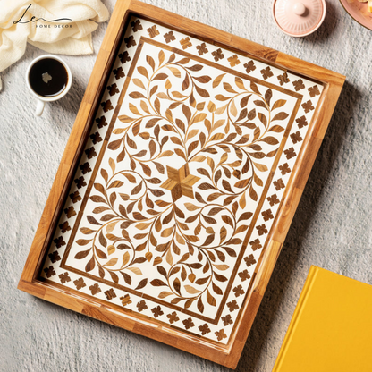 Wood Inlay Decorative Tray