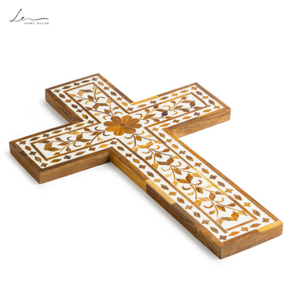 Wood Inlay Wall Cross