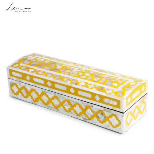 Pearl Decorative Box - Mustard
