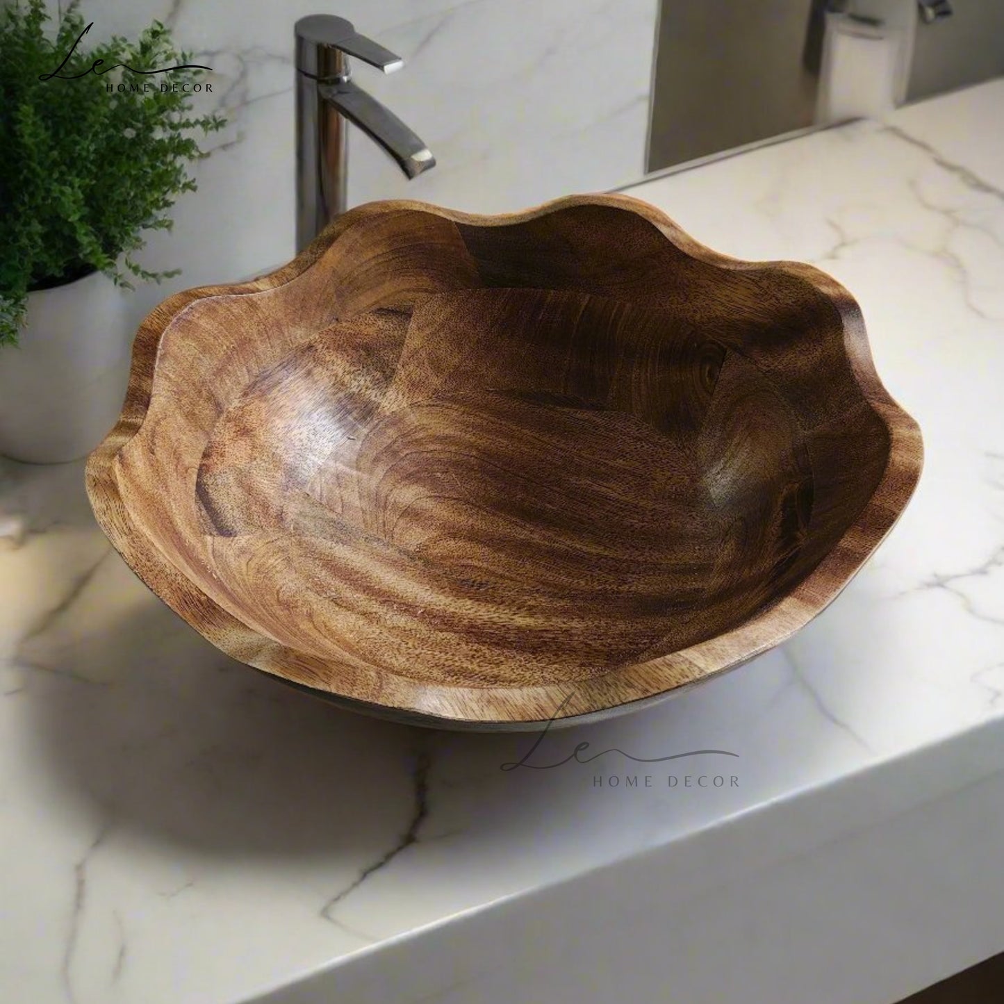 Rustic Handcrafted Walnut Wooden Basin