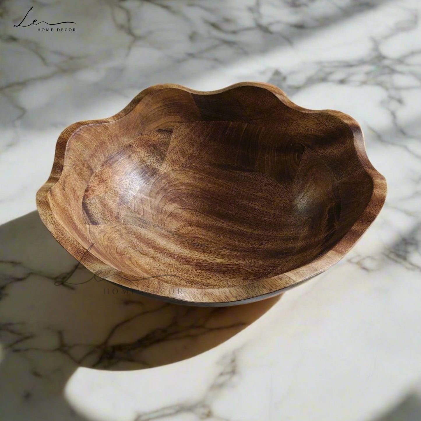 Handcrafted Wooden Ruffle Bowl - Large