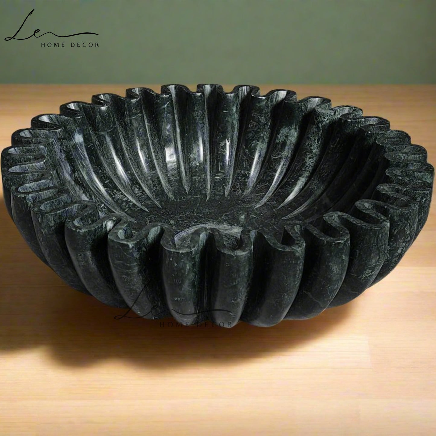 Green Marble Handcrafted Scallop Basin