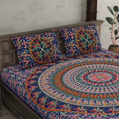 Mandala Bedsheet Floral Print With 2 Pillow Covers