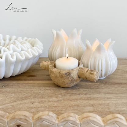 Marble Lotus Blossom Tealight Candle Holder