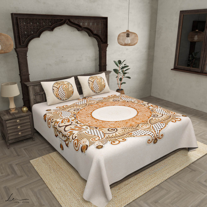 Cosmic Kolam Brown Double Bedsheet